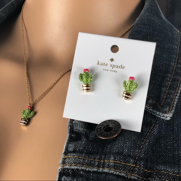 Kate Spade Scenic Route Cactus Earrings Necklace - Picture 2 of 8